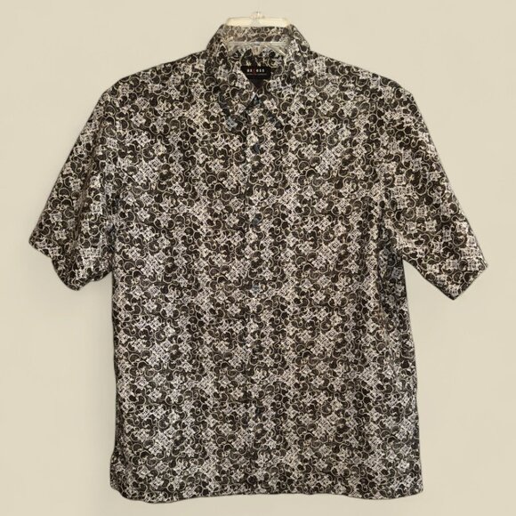 Axcess A Claiborne Co. Men’s L Gray, Olive Green, Tan Print Shirt - Picture 1 of 7